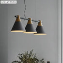 GobekUsa Nordic Style Adjustable Hanging Pendant Light with 3 Conical Metal Shades in Wood