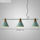 GobekUsa Nordic Style Adjustable Hanging Pendant Light with 3 Conical Metal Shades in Wood