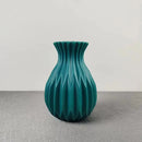 Geometric ribbed multi color ceramic flower vase living room set by Decorbites