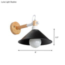 GobekUsa Nordic Style Conic Wall Sconce with Wooden Backplate and Black Metallic Finish