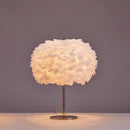 GobekUsa Nordic Style Feather Table Lamp - Spherical Accent Nightstand Light for Living Room