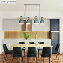GobekUsa Nordic Style Island Pendant with 4 Metal Lights and Wood Detail