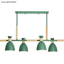 GobekUsa Nordic Style Island Pendant with 4 Metal Lights and Wood Detail