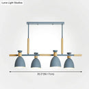GobekUsa Nordic Style Island Pendant with 4 Metal Lights and Wood Detail
