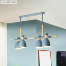 GobekUsa Nordic Style Island Pendant with 4 Metal Lights and Wood Detail