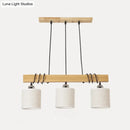 GobekUsa Nordic Style LED Hanging Light: Cylindrical Dining & Island Ceiling Light in Wood Fabric