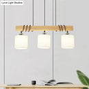GobekUsa Nordic Style LED Hanging Light: Cylindrical Dining & Island Ceiling Light in Wood Fabric