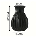 Glossy ribbed plastic flower vase set for living room decor by Decorbites