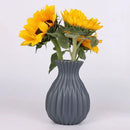 Glossy ribbed plastic flower vase set for living room decor by Decorbites