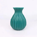 Glossy ribbed plastic flower vase set for living room decor by Decorbites
