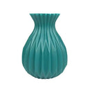 Glossy ribbed plastic flower vase set for living room decor by Decorbites
