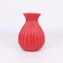 Glossy ribbed plastic flower vase set for living room decor by Decorbites