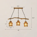 GobekUsa Nordic Style Wooden House Pendant Light with 3 Heads - Ideal for Dining Room