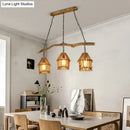 GobekUsa Nordic Style Wooden House Pendant Light with 3 Heads - Ideal for Dining Room