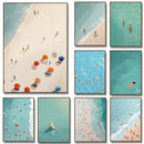 Minimalist turquoise beach art prints set of 8 – living room wall art by Decorbites