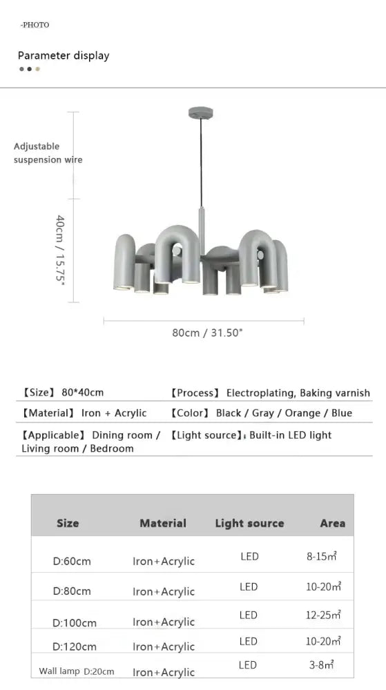 GobekUsa Nordic U Shape LED Ceiling Chandelier, photo 32 of 40