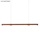 GobekUsa Nordic Wood Island Pendant LED Strip Light in Brown for Dining Table