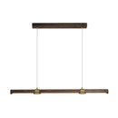 GobekUsa Nordic Wood Island Pendant LED Strip Light in Brown for Dining Table