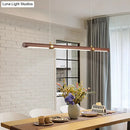 GobekUsa Nordic Wood Island Pendant LED Strip Light in Brown for Dining Table