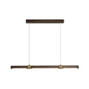 GobekUsa Nordic Wood Island Pendant LED Strip Light in Brown for Dining Table