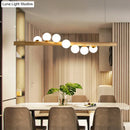 GobekUsa Nordic Wood Island Pendant with Globe Glass Light for Dining Room in Beige