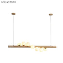 GobekUsa Nordic Wood Island Pendant with Globe Glass Light for Dining Room in Beige