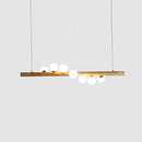 GobekUsa Nordic Wood Island Pendant with Globe Glass Light for Dining Room in Beige