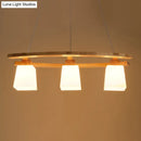 GobekUsa Nordic Wood Pendant Light with Glass Lampshade for Dining Table