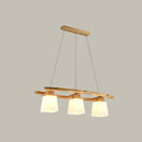 GobekUsa Nordic Wood Pendant Light with Glass Lampshade for Dining Table