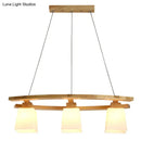 GobekUsa Nordic Wood Pendant Light with Glass Lampshade for Dining Table