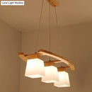 GobekUsa Nordic Wood Pendant Light with Glass Lampshade for Dining Table