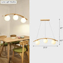 GobekUsa Nordic Wooden 3-Head Pendant Light with White Glass Shades - Arc Island Ceiling Lamp for Dining Room