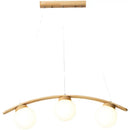 GobekUsa Nordic Wooden 3-Head Pendant Light with White Glass Shades - Arc Island Ceiling Lamp for Dining Room