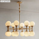 GobekUsa Opal Glass Chandelier Light with 12/16 Brass Globe Heads – Postmodern Ceiling Hanging Lamp