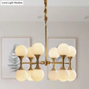 GobekUsa Opal Glass Chandelier Light with 12/16 Brass Globe Heads – Postmodern Ceiling Hanging Lamp