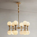 GobekUsa Opal Glass Chandelier Light with 12/16 Brass Globe Heads – Postmodern Ceiling Hanging Lamp
