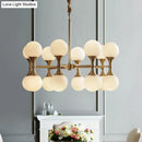 GobekUsa Opal Glass Chandelier Light with 12/16 Brass Globe Heads – Postmodern Ceiling Hanging Lamp