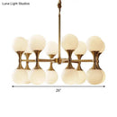 GobekUsa Opal Glass Chandelier Light with 12/16 Brass Globe Heads – Postmodern Ceiling Hanging Lamp