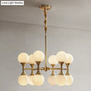 GobekUsa Opal Glass Chandelier Light with 12/16 Brass Globe Heads – Postmodern Ceiling Hanging Lamp