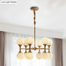GobekUsa Opal Glass Chandelier Light with 12/16 Brass Globe Heads – Postmodern Ceiling Hanging Lamp