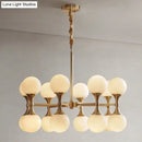 GobekUsa Opal Glass Chandelier Light with 12/16 Brass Globe Heads – Postmodern Ceiling Hanging Lamp