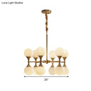 GobekUsa Opal Glass Chandelier Light with 12/16 Brass Globe Heads – Postmodern Ceiling Hanging Lamp