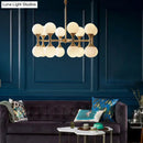 GobekUsa Opal Glass Chandelier Light with 12/16 Brass Globe Heads – Postmodern Ceiling Hanging Lamp