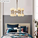 GobekUsa Opal Glass Chandelier Light with 12/16 Brass Globe Heads – Postmodern Ceiling Hanging Lamp