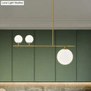 GobekUsa Opal Glass Globe Pendant Lamp: Elegant 3-Bulb Island Lighting in Gold