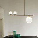GobekUsa Opal Glass Globe Pendant Lamp: Elegant 3-Bulb Island Lighting in Gold