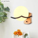 GobekUsa Opal Glass Globe Wall Sconce Nordic Single Bulb Lighting Fixture - Elegant Wood Design for Living Room