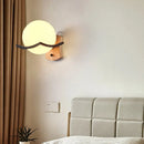 GobekUsa Opal Glass Globe Wall Sconce Nordic Single Bulb Lighting Fixture - Elegant Wood Design for Living Room