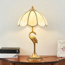GobekUsa Opal Glass Umbrella Shaped Brass Table Lamp with Retro Halcyon Deco