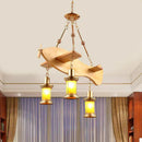 GobekUsa Orange Glass Island Pendant Light w/ Fish/Guitar Design - Farm Gold Kerosene Hanging Lamp Kit